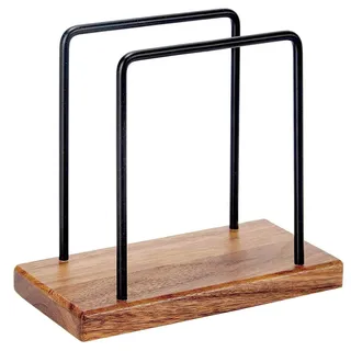 Serviettenhalter, Serviettenhalter aus Holz und Metall, Handtuchhalter für Esstisch im Retro-Stil, Eleganter Serviettenspender für Restaurants, Cafés, Küchen, Tischdekorationen (Braun)