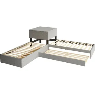 okwish Funktionsbett 90x200cm mit Ausziehbett Kinderzimmer Grau ohne Matratze