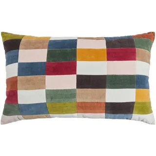 Butlers Kissen Checker Velvet , Multicolor , Textil , 70x40 cm , Heimtextilien, Wohntextilien, Kissen, Zierkissen