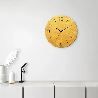 Wanduhr OTTO HOME "Metalis", gold (goldfarben), B:30cm H:30cm T:1,8cm, Wanduhren, Wanduhr, wahlweise mit Quarz- oder Funkuhrwerk, lautlos ohne Tickgeräusche