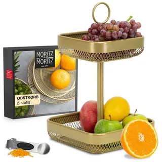 Moritz & Moritz Obst Etagere Gold Metall - Moderne Obstschale - Obstkorb zur Aufbewahrung von Obst, Gemüse und Brot