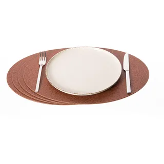 Nikalaz Oval Platzsets aus Recyceltem Leder, 4 Stück Tischsets, Tisch-Matten, Platzdeckchen 45.7 x 33 cm (Schmutziges Braun)