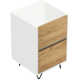 Posseik Nachttisch Industrial A 2 Schubladen 40 cm Weiß Eiche Front