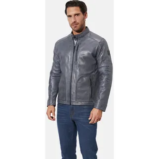 Lederjacke BABISTA "Lederjacke RALMIR", Herren, Gr. 50, blau (blau grau), Obermaterial: 100% Lederfaserstoff LEAFIBTEX., Jacken Lederjacke
