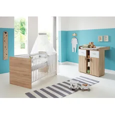 BMG Möbel Babymöbel-Set »Maxim«, (Set, 2 St., Bett + Wickelkommode), Bett + Wickelkommode, weiß