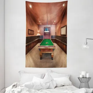 ABAKUHAUS Modern Wandteppich und Tagesdecke, Billardtisch Billard aus Weiches Mikrofaser Stoff Waschbar ohne Verblassen Digitaldruck, 140 x 230 cm, Zimt Braun Grün