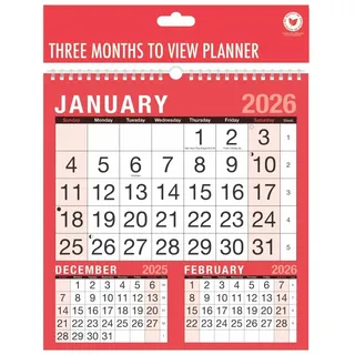 2026 3 Monate Ansicht Kalender Wand Planer Ordner Geschäftlich Büro Easy Blick