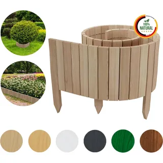 Floranica Rollborder II Flexibler Holzzaun 200 x 30 cm Unbehandelt Kiefernholz Beetumrandung imprägniert Gartenzaun Beeteinfassung Rollboarder - Braun, Grau, Weiß, Grün