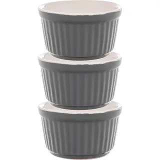 Ramekins - Souffléförmchen - Hitzebeständig - Keramik - Ø 9 cm - 150 ml - 3er-Set - Grau