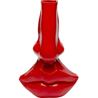 Kare Design Deko Vase Lips, Rot, Modern, Handgearbeitet, Blumenvase, für Trockenblumen, Lippen Motiv, Wohnzimmer, 38x25x17 cm (H/B/T)