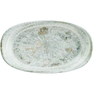Bonna 2x Odette Olive Gourmet Platte oval 34x19cm 4cm hoch Grün Weiß Porzellan ODTOLGRM34OKY Servierplatten Speiseteller Essteller Geschirr