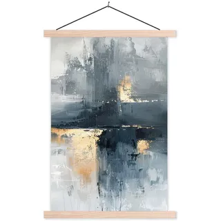 MuchoWow Poster Kunst - Grau - Gold - Abstrakt 40x60 cm , Dunkelgrau , Textil , Rechteckig , 40x60x0.15 cm , Bilder & Rahmen, Bilder, Sonstige Wandbilder