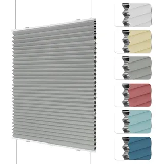 HOMEDEMO Wabenplissee Plissee ohne Bohren Klemmfix Verdunklung Thermo Zweifarbig Grau 40 x 130cm(BxH) Faltrollo 100% Blickdicht, Sonnenschutz & Schallschutz Plisseerollo für Fenster & Tür