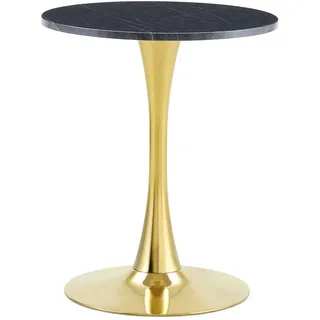 Oxeza Esstisch kleiner runder 60/60/72 cm Schwarz mit goldenen Metallbeinen , Holz , Mode , Rund,Rund , 60x72x60 cm , Esszimmer, Esstische