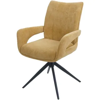 Mendler Esszimmerstuhl HWC-O78 Stoff senfgelb