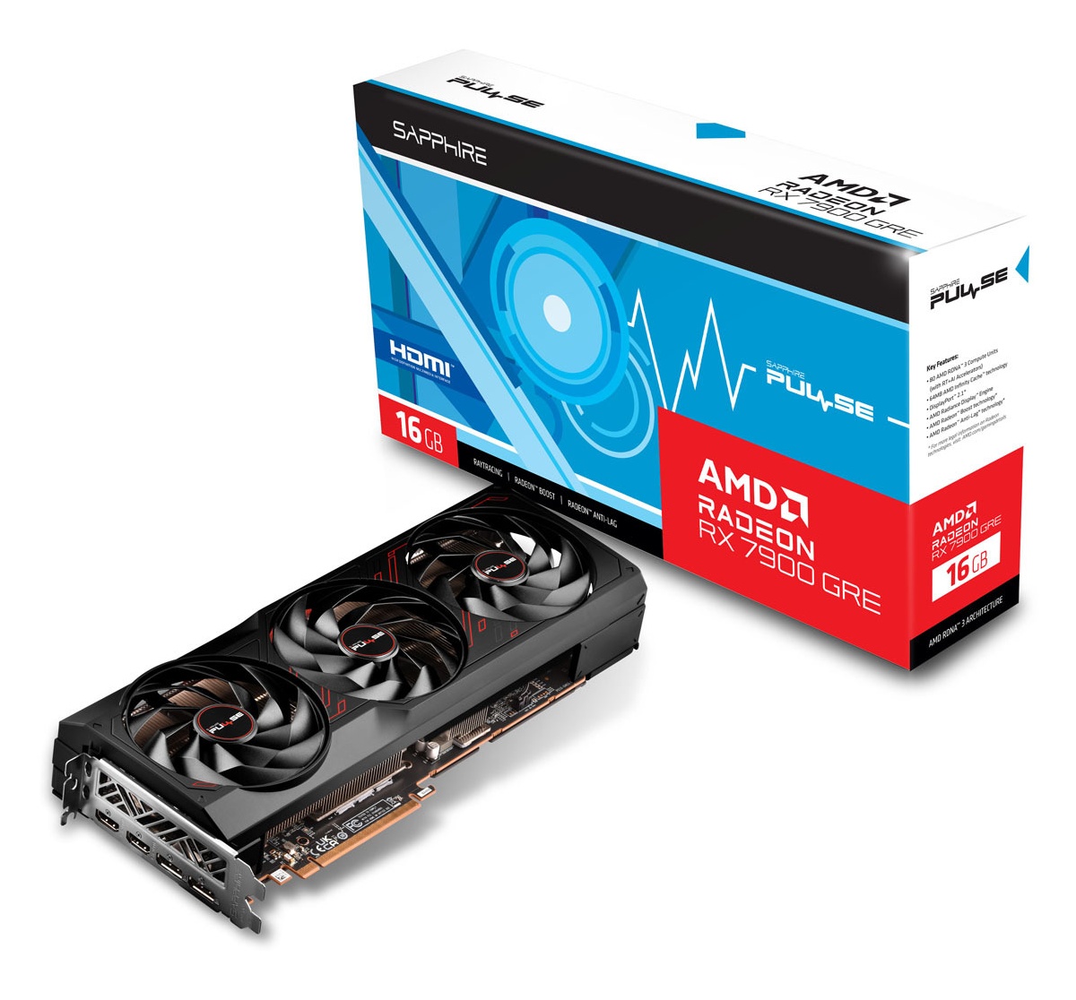 Bild von Pulse Radeon RX 7900 GRE 16GB GDDR6, 2x HDMI, 2x DP, lite retail (11325-04-20G / 11325-04-21G)