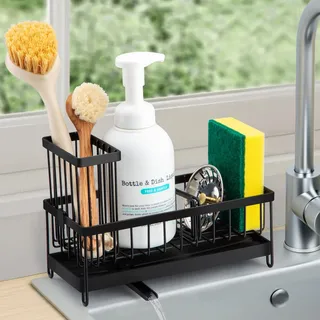 Sinnsally Spülbecken Organizer Küchen,Sink Caddy Kitchen Organizer Schwammhalter Spülorganizer Edelstahl Spülmittel Halterung Küchenorganisation Spüle Spülutensilien Aufbewahrung Waschbecken Abwasch
