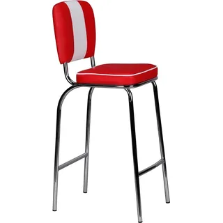 FineBuy Barhocker Rot American Diner 50er Jahre Retro Barstuhl Sitzfläche mit Rücken-Lehne Fußstütze Sitzhöhe 76 cm - Rot