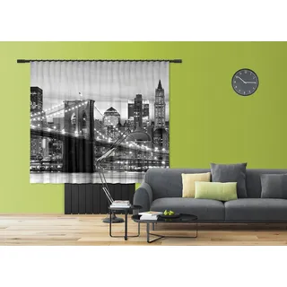 AG Design – Gardinen – Vorhänge – Fotogardinen - Brooklyn Bridge – 180 x 160 cm – 2 Teile – FCSXL 4812