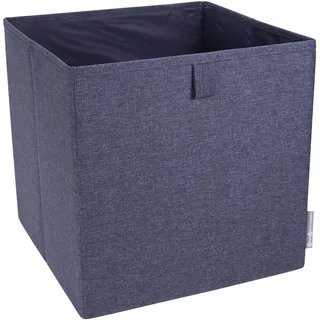 BIGSO Würfelbox für das Regal oder den Schrank – große Aufbewahrungsbox für Kleidung, Spielsachen, Bürobedarf usw. – Faltbare Regalbox aus Polyester und Karton – blau