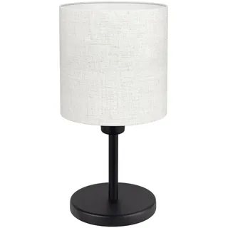 EGLO Tischlampe Monetto 1, kleine Deko Tischleuchte Wohnzimmer, elegante Nachtischlampe, Schlafzimmer Lampe in schwarz mit Lampenschirm in Naturfarben, E14 Fassung, H 18 cm