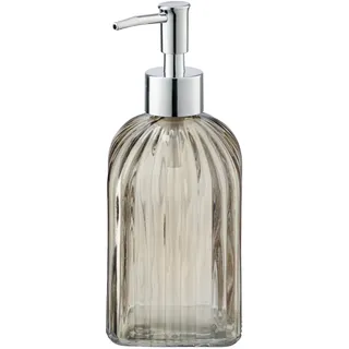 WENKO Flüssigseifenspender Vetro Braun, nachfüllbarer Seifenspender aus echtem Glas für ca. 520 ml Flüssigseife, eckiger Spender in trendiger Retro-Optik, ideal auch als kleine Vase, 7,5 x 19 x 7,5 cm