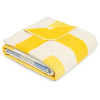 S. Oliver Decke , Blau, Gelb , Textil , Ornament , 150x200 cm , Kettelrand , Heimtextilien, Wohntextilien, Decken, Kuscheldecken