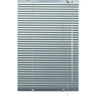 Deco Company Aluminium-Jalousie zum Klemmen, Silber-Blau, 90 x 175 cm, 23-3143
