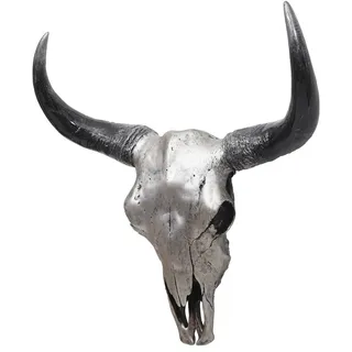 MCW Deko Schädel Stier Silbergrau , Grau , Stein , 42x45x15 cm , Bilder & Rahmen, Wanddeko