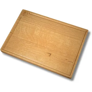 LUMBERLAND Schneidebrett Holz 100% Eiche Leimholz| 2 cm starkes Massivholz | Mit Saftrille | Größe 40x30 cm | Hackbrett Servierbrett Frühstücksbrett Holzbrett Brotbrett| Antibakteriell, Nachhaltig