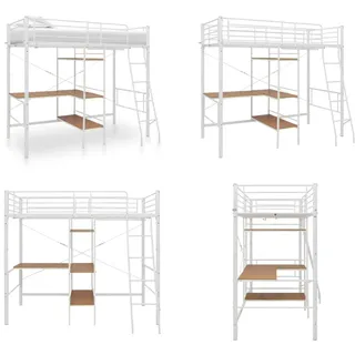 vidaXL Etagenbett mit Tischrahmen Weiß Metall 90x200 cm - Etagenbett - Etagenbetten - Hochbett - Hochbetten - Weiß