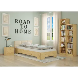 Funktionsbett Bettrahmen 100x190 Pensionsbett, Gästebett mit wählbarem Zubehör V-60.56-10-190Rollrost und Matratze inkl. - Naturbelassen