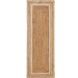 benuta Pure Juteläufer, Weiß 80x250 cm - Handgewebter Wohnzimmerteppich - Natürliches Boho Design - für Fußbodenheizung geeignet Teppiche - Böden, Teppiche, Teppichläufer,