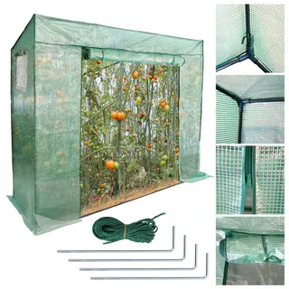 Fiqops Foliengewächshaus Gewächshäuser Treibhaus Tomatenhaus Pflanzenhaus Grün 200*80*170CM - Grün