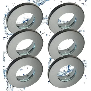 Trango 6er Set IP44 Einbaustrahler 6729IP-061AK in Rund Anthrazit matt Badleuchte, Einbauleuchte, Einbauspots, Deckenleuchte inkl. 6x GU10 Fassung für Bad, Sauna, Außen ohne Leuchtmittel