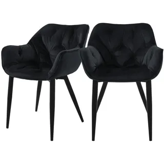 ML-Design Esszimmerstuhl Samt Schwarz 2er Set