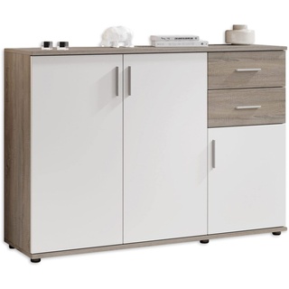 Stella Trading Bobby Kommode in Eiche Sonoma Optik, dunkel - Modernes Sideboard mit viel Stauraum für Ihren Wohnbereich - 120 x 82 x 35 cm (B/H/T)