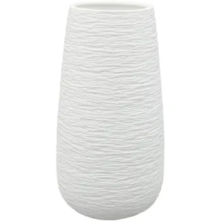 tenvy Weiße Keramikvase für Blumen, strukturierte Moderne Vase, große Blumenvase, minimalistische Vase, Porzellan-Blumenvase, Heimdekoration, eleganter Blumenstraußhalter, geometrisches Muster, 25,4 cm,