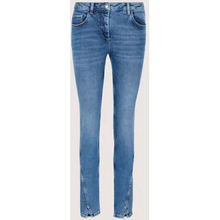 Regular-fit-Jeans MADELEINE "Jeans Skinnyjeans mit asymmetrischer Naht", Damen, Gr. 18, N + K Gr, blau, Obermaterial: 92% Baumwolle CO. 6% Polyester PES. 2% Elasthan EL., Modern, Jeans Regular-fit-Jeans, Schlitz