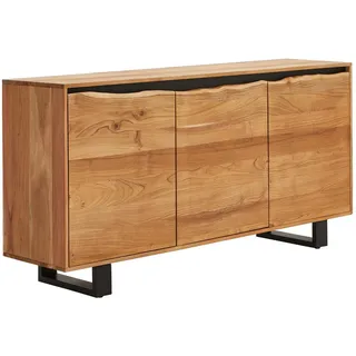 Livetastic Sideboard , Schwarz, Akaziefarben , Holz , Akazie,Akazie , vollmassiv , Holz , 2 Fächer , 160x80x40 cm , stehend , Holzmöbel, Kommoden Holz, Sideboards Holz