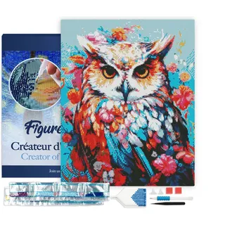 ap commerce Bunte Eule in voller Blüte Diamond Painting 40x50cm