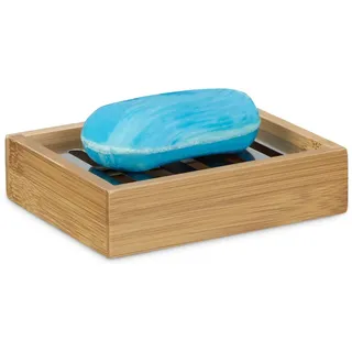 Relaxdays Seifenspender + Seifenschale, Bambus