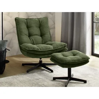 Jockenhöfer Relaxsessel JOCKENHÖFER GRUPPE Cord 76 x 85 x 87 cm Grün mit Hocker