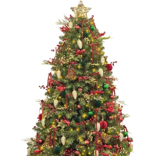 Busybee künstlicher geschmückter Weihnachtsbaum künstlich Tannenbaum 180cm mit Beleuchtung und weihnachtskugeln Antico rustikal Weihnachtsdekorationen