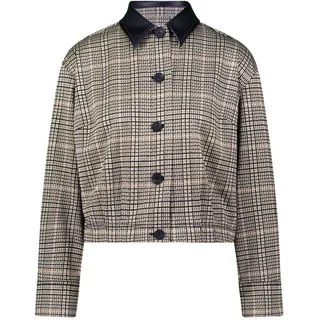 Kurzblazer ZERO "Karo-Jacke mit Knopfleiste", Damen, Gr. 36, bunt (beigeschwarz), Obermaterial: 80% Polyester PES. 16% Viskose CV. 4% Elasthan EL., Blazer Kurzblazer
