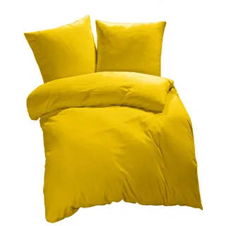 MOONLIGHT Bettwäsche »Uni, Mako-Satin aus 100 % Baumwolle« 2 Stk. tlg., gelb