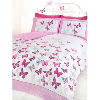 Bettwäsche-Set "Flutter", Schmetterling AG1550 (Doppelbett) (Weiß/Pink/Grau) - Weiß