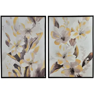 Mondex Bild Inga 2er Set 50/3/70 cm Kunstoff , Goldfarben, Weiß , Kunststoff , 50x70 cm , Bilder & Rahmen, Bilder