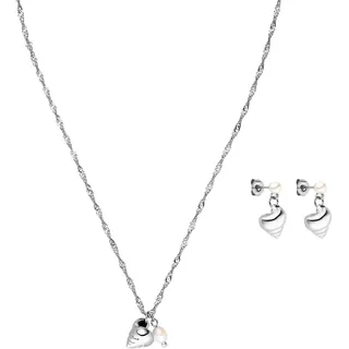 Purelei Ohrring und Ketten Set »Schmuck Geschenk Edelstahl Mahina Club Seashore« (Set, 3 Stk. tlg.) mit Süßwasserzuchtperle, silberfarben