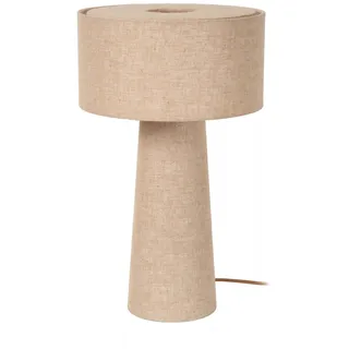 Licht-Erlebnisse Tischleuchte Zomer Leinen Taupe 50 cm E27 Nachttischlampe